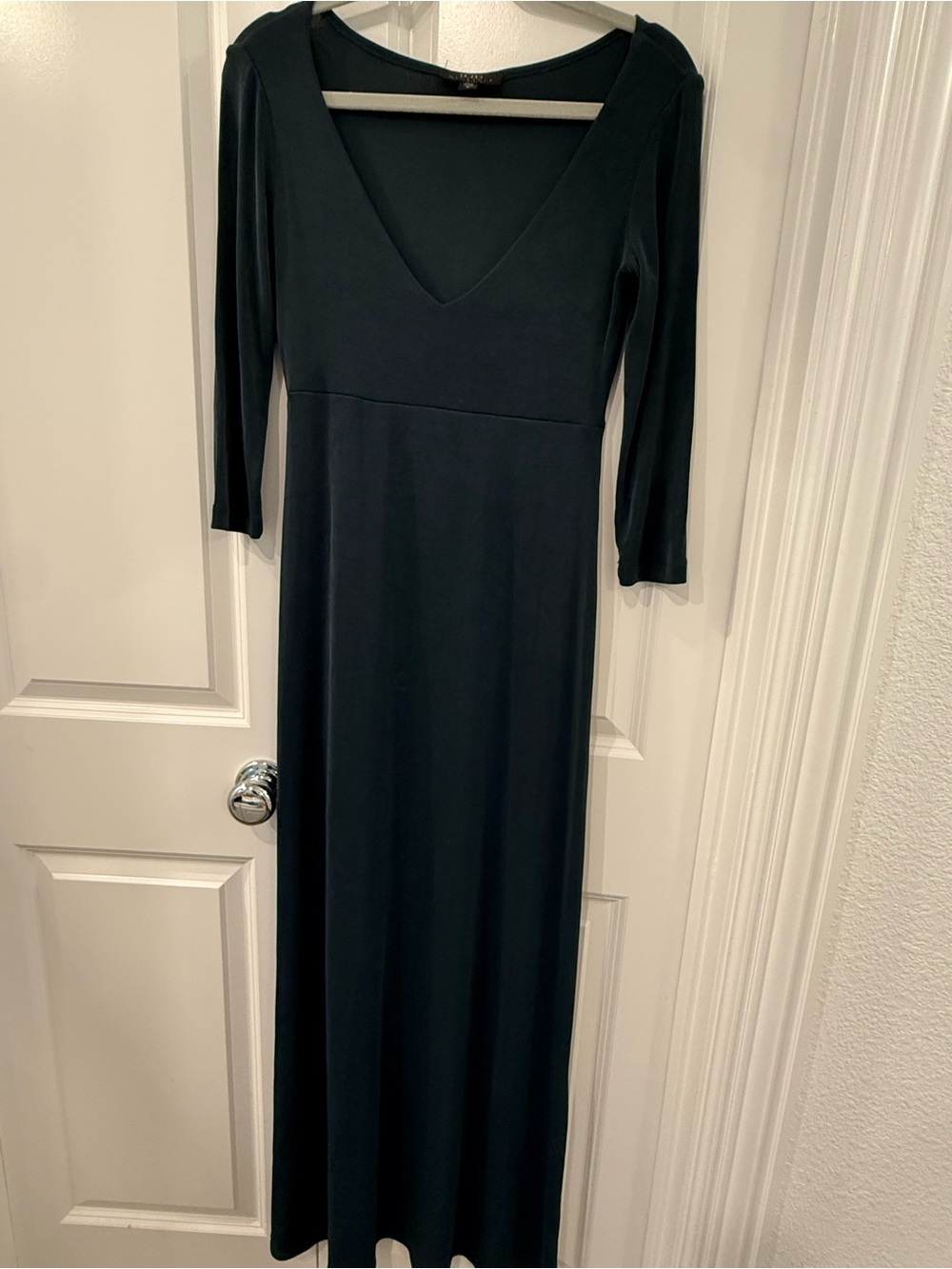 BCBG MaxAzria Plunge V-Neck Maxi Dress Y2K Minimalist